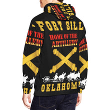 Load image into Gallery viewer, Men&#39;s All Over Print Hoodie (USA Size) (Model H13) - Army - Fort SIll, Home of Artillery w Cassion - Gold
