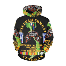 Load image into Gallery viewer, Men&#39;s All Over Print Hoodie (USA Size) (Model H13) - Vietnam Combat Veteran - N Co 75th Inf Ranger - 173rd Abn Bde
