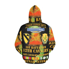 Load image into Gallery viewer, Men&#39;s All Over Print Hoodie (USA Size) (Model H13) - 1st Battalion, 12th Cav - SSI - DUI - MAP VN SVC
