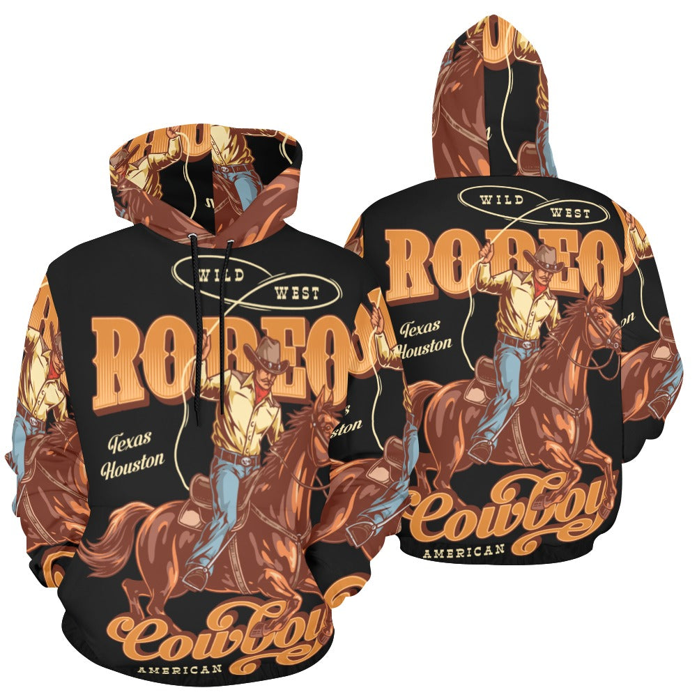 Men's All Over Print Hoodie (USA Size) (Model H13) - Rodeo Cowboy