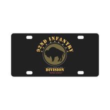 Load image into Gallery viewer, Army - 92nd Infantry Division - Buffalo Soldiers X 300 Classic License Plate
