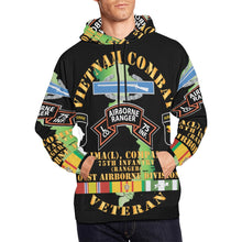 Load image into Gallery viewer, Men&#39;s All Over Print Hoodie (USA Size) (Model H13) - Vietnam Combat Vet - L Co 75th Infantry (Ranger) - 101st Airborne Div SSI
