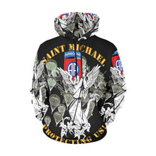 Load image into Gallery viewer, Men&#39;s All Over Print Hoodie (USA Size) (Model H13) - 82nd Airborne Div - Saint Michael - Protecting Us - Mass
