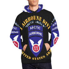 Load image into Gallery viewer, Men&#39;s All Over Print Hoodie (USA Size) (Model H13) - 11th Airborne Division - Arctic Angels w Arctic Tab
