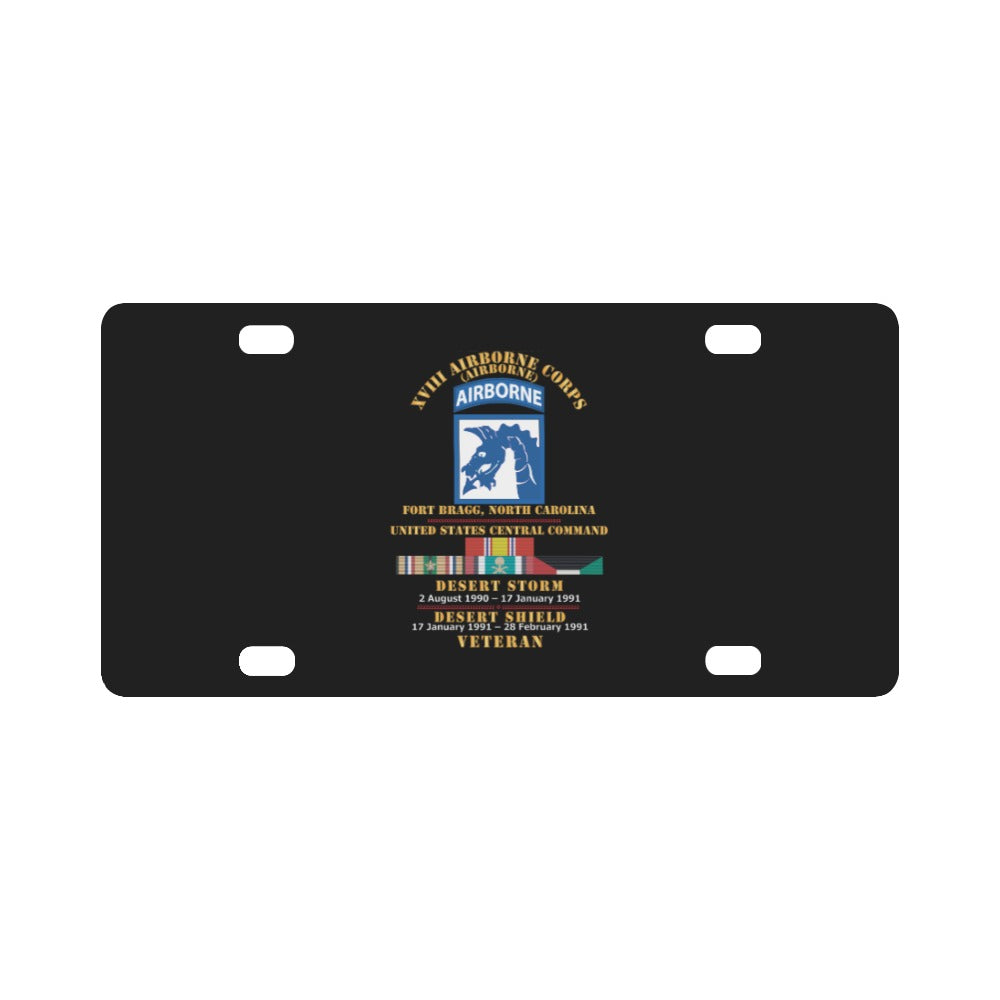 Army - XVIII Airborne Corps - US CENTCOM - Desert Storm, Desert Shield Veteran X 300 Classic License Plate