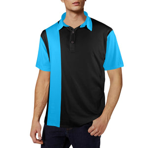 Charlies Polo Golf Shirt with Sky Blue Panel - Right