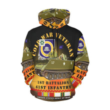 Load image into Gallery viewer, Men&#39;s All Over Print Hoodie (USA Size) (Model H13) - Cold War Vet - 1st Bn 41st Infantry - M113 APC w COLD SVC
