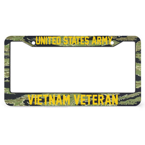 VIETNAM VETERAN - All Over Print License Plate Frame License Plate Frame Black