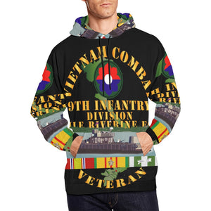 Men's All Over Print Hoodie (USA Size) (Model H13) - Vietnam Combat Vet w 9th Inf Div - Mobile Riverine Force w VN SVC