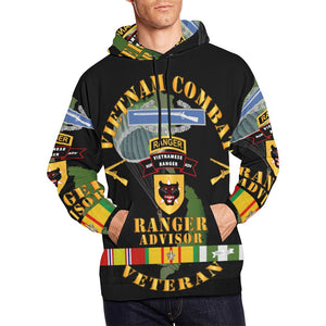 Men's All Over Print Hoodie (USA Size) (Model H13) - Vietnam Combat Infantry Vet w Vietnamese Ranger Advisor w Parachute