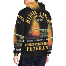 Load image into Gallery viewer, Men&#39;s All Over Print Hoodie (USA Size) (Model H13) - M110A2 - 8 Inch 203mm Howitzer - US Army Veteran w Fire At War
