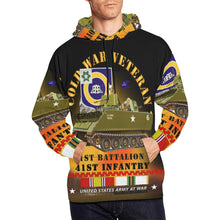 Load image into Gallery viewer, Men&#39;s All Over Print Hoodie (USA Size) (Model H13) - Cold War Vet - 1st Bn 41st Infantry - M113 APC w COLD SVC
