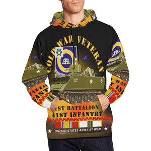 Men's All Over Print Hoodie (USA Size) (Model H13) - Cold War Vet - 1st Bn 41st Infantry - M113 APC w COLD SVC