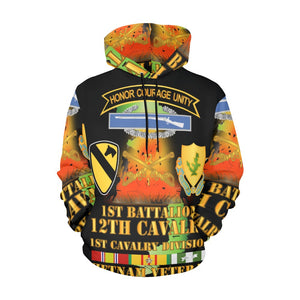 Men's All Over Print Hoodie (USA Size) (Model H13) - 1st Battalion, 12th Cav - SSI - DUI - MAP VN SVC