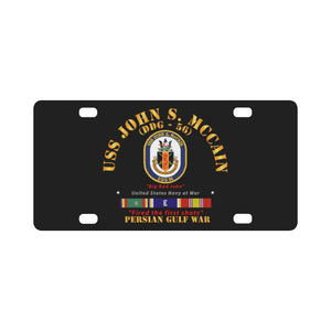 Navy - Destroyer - USS John S McCain - 2003 Gulf War w Ship Ribbons Classic License Plate