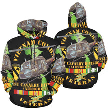 Load image into Gallery viewer, Men&#39;s All Over Print Hoodie (USA Size) (Model H13) - Vietnam Combat Cavalry Veteran w 1st Cav Div SSI Big Helo
