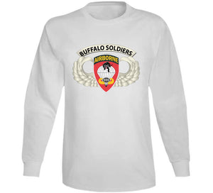 Army - Airborne Badge - 555th Parachute Infantry Bn - Ssi W  Buffalo Soldiers Tab X 300 Classic T Shirt, Crewneck Sweatshirt, Hoodie, Long Sleeve