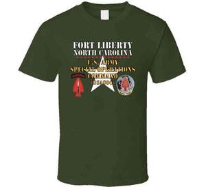 Army - Fort Liberty North Carolina - Us Army Special Operations Command (usasoc) - Ssi - Dui W Star X 300 T Shirt