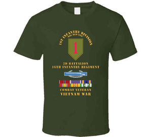 1st Infantry Division - 2nd Battalion, 16th Infantry, Cib, Bs, Ph, Am, Vn Svc Bar - Vietnam War X 300 T Shirt