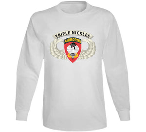 Army - Airborne Badge - 555th Parachute Infantry Bn - Ssi W Triple Nickles Tab X 300 Classic T Shirt, Crewneck Sweatshirt, Hoodie, Long Sleeve