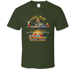 Desert Storm - 2nd Armored Div - Combat Veteran W Gulf Svc - Hell On Wheels X 300 T Shirt