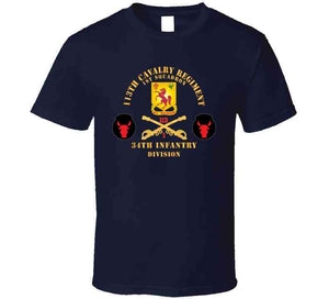 113th Cavalry Regiment - Cav Br - Dui - 1st Squadron W Red Regt Txt - 34th Id - Ssi X 300 T Shirt