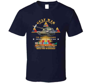 Desert Storm - 2nd Armored Div - Combat Veteran W Gulf Svc - Hell On Wheels X 300 T Shirt