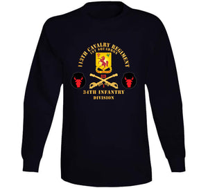 113th Cavalry Regiment - Cav Br - Dui - 1st Squadron W Red Regt Txt - 34th Id - Ssi X 300 T Shirt