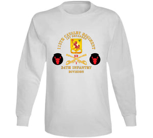 113th Cavalry Regiment - Cav Br - Dui - 1st Squadron W Red Regt Txt - 34th Id - Ssi X 300 T Shirt