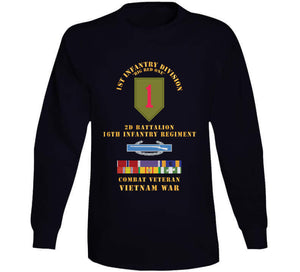 1st Infantry Division - 2nd Battalion, 16th Infantry, Cib, Bs, Ph, Am, Vn Svc Bar - Vietnam War X 300 T Shirt