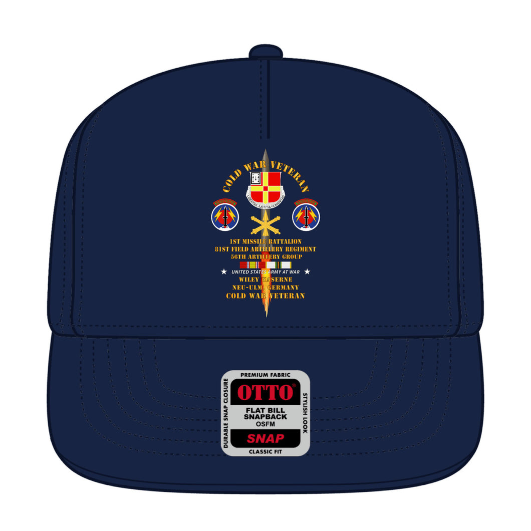 Baseball Cap - Cold War Vet - 1st Missile Bn, 81st Artillery 56th Artillery Group - Neu-Ulm Germany - Firing Missile  w COLD SVC - Film to Garment (FTG)