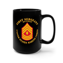 Load image into Gallery viewer, Black Mug 15oz - USMC - First Sergeant - Retired X 300
