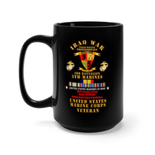 Load image into Gallery viewer, Black Mug 15oz - USMC - Iraq War Veteran - 3rd Bn, 5th Marines w CAR IRAQ SVC
