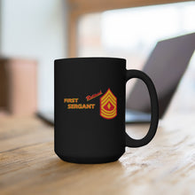 Load image into Gallery viewer, Black Mug 15oz - USMC - E8 - First Sergeant (1SG) - Retired X 300
