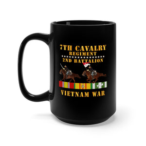 Black Mug 15oz - Army - 2nd Battalion,  7th Cavalry Regiment - Vietnam War wt 2 Cav Riders and VN SVC X300