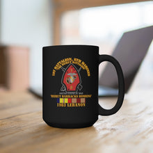 Load image into Gallery viewer, Black mug 15oz -  USMC - 1st Bn, 8th Marines - Beirut barracks bombing w SVC wo NDSM
