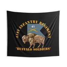 Load image into Gallery viewer, Indoor Wall Tapestries - Army - 41st Infantry Regiment - Buffalo Soldiers w 41st Inf Guidon X 300
