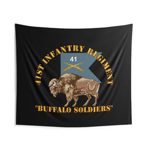 Indoor Wall Tapestries - Army - 41st Infantry Regiment - Buffalo Soldiers w 41st Inf Guidon X 300