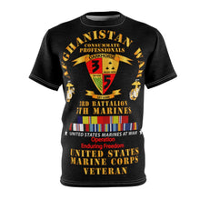 Load image into Gallery viewer, Unisex AOP Cut &amp; Sew Tee - USMC - Afghanistan War Veteran - 3rd Bn, 5th Marines - OEF w CAR AFGHAN SVC
