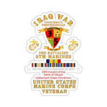 Load image into Gallery viewer, Kiss-Cut Stickers - USMC - Iraq War Veteran - 3rd Bn, 5th Marines w CAR IRAQ SVC
