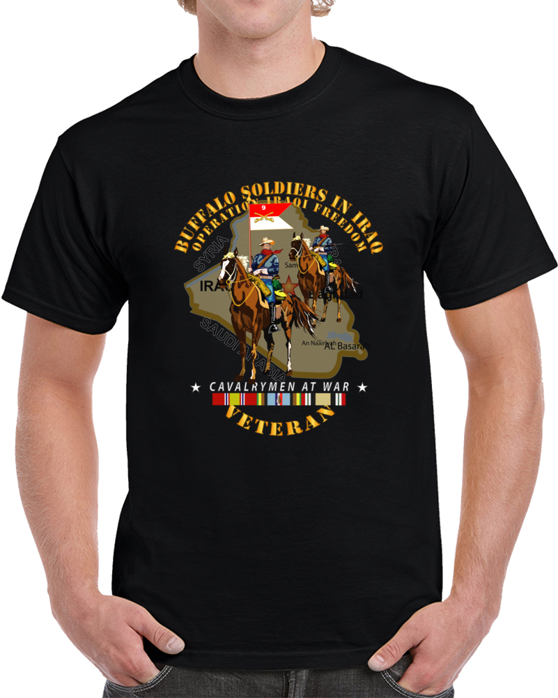 Army - Buffalo Soldiers In Iraq - Oif - Cavalrymen At War  W Iraq Svc T Shirt