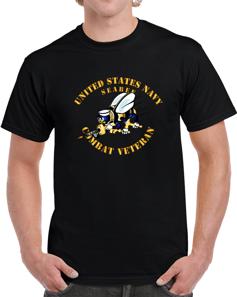 Navy - Seabee - Combat Veteran - No Shadow T Shirt