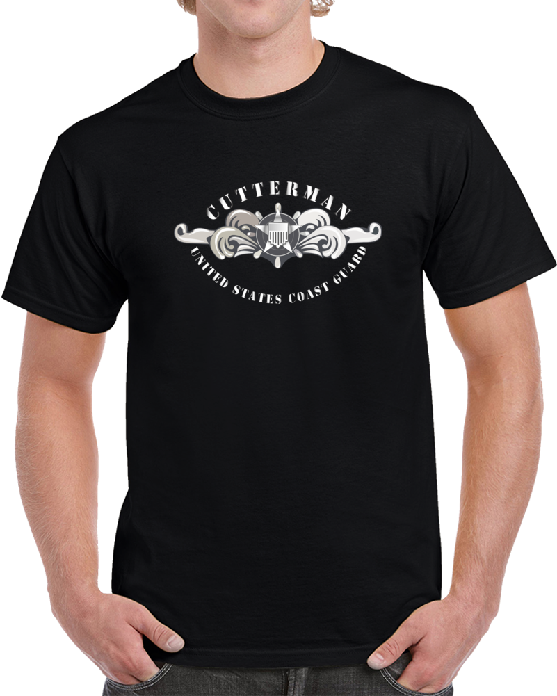 Uscg - Cutterman Badge - Enlisted - Silver T Shirt