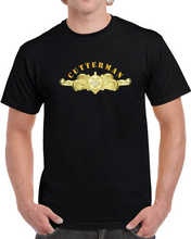 Load image into Gallery viewer, Uscg - Cutterman Badge - Officer - Gold W Top Txt T Shirt
