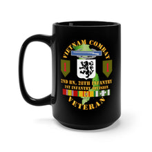 Load image into Gallery viewer, Black Mug 15oz - Army - Vietnam Combat Infantry Veteran w 2nd Bn 28th Inf 1st Inf Div SSI
