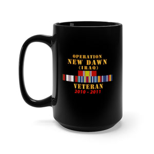 Black Mug 15oz - Operation New Dawn Service Ribbon Bar w GWT - Iraq (2010 - 2011) X 300