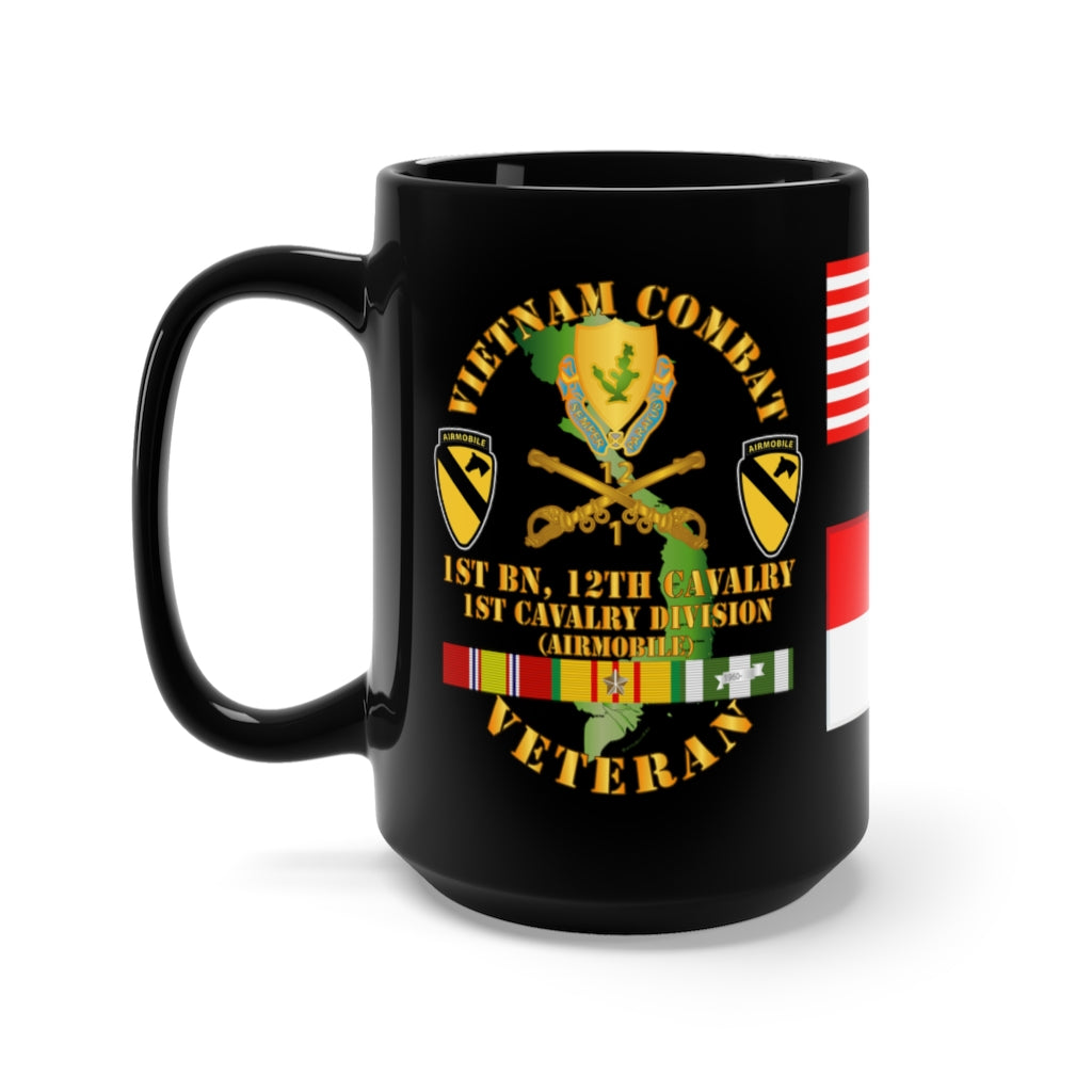 Black Mug 15oz - Army - 1st Battalion, 12th Cavalry (Air Cav) Vietnam Veteran