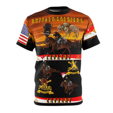 Load image into Gallery viewer, All Over Printing - Army - 9th Cavalry - 10th Cavalry Regiments - Buffalo Soldiers w Cavalrymen &amp; Guidons in Western Sunset
