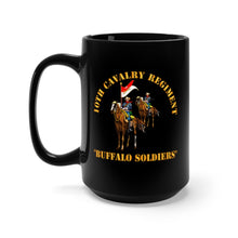 Load image into Gallery viewer, Black Mug 15oz - Army - 10th Cavalry Regiment w Cavalrymen - Buffalo Soldiers
