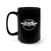 Load image into Gallery viewer, Black Mug 15oz - USCG - Cutterman Badge - Enlisted - Silver

